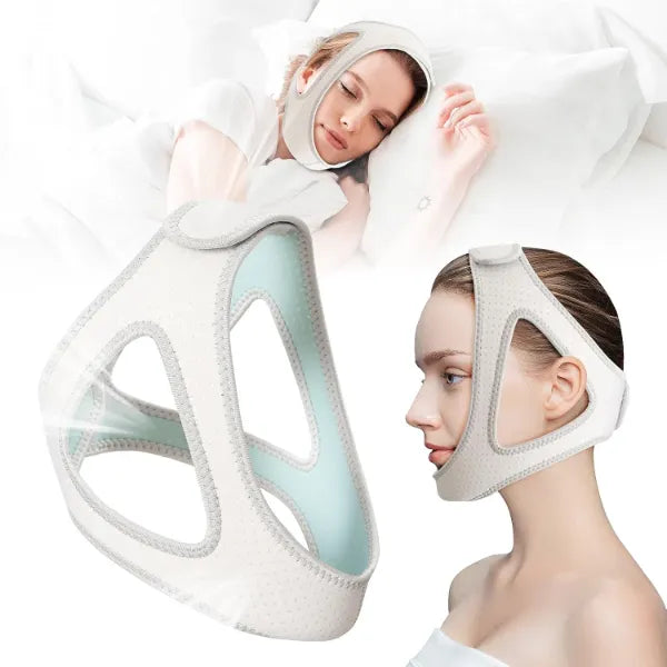 CTHTESY Adjustable Chin Strap for Sleeping – Breathable Anti Snoring Jaw Support Headband for Nighttime Use, Men & Women