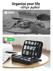 UGREEN Electronic Organizer, Double Layer Travel Gadget Bag compatible for USB Cable, SD Card, Hard Drive, Power Bank, Digital Camera, iPad Mini/Nintendo Swith Console/E-book or Tablet (up to 7.9'')