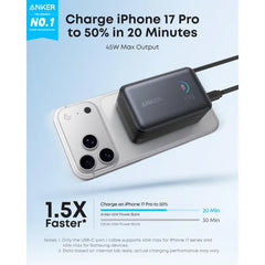 Anker Nano Power Bank 10,000mAh 45W – Built-In Retractable USB-C Cable (A1638011)