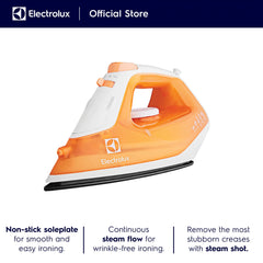 Electrolux Steam Iron 1600W with Powerful Steam Shot, Non-Stick Sole Plate, Anti Calc Drip Self Clean & Auto Shutoff, Automatic Steam Adjustment, Safe Touch Indicator, Light Weight-Easy to Use ESI4007