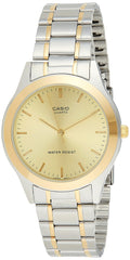 Casio Leather Band Watch Silver/Gold/Gold