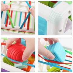 Jenilily Baby Shape Sorting Toy, Cube with 14PCS Sensory Shape Blocks, Sensory Bin Shape Sorter Toys Early Learning Education Toys for Toddlers Babies Gifts