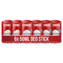 Old Spice Original Deodorant Stick for Men, 6 x 50ml, 48hr, Long-lasting, Perfume-quality fragrance, 0% Aluminum Salt, Doesn't stain black and white, Made with 50% recycled plastic