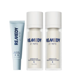 Remedy Science 2x Remedy for Healthy Aging Retinaldehyde, Argireline, Matrixyl 3000 & Glycolic Acid for Wrinkles + 1x Remedy for Dry Lips Ceramides & Peptides for Cracked Lips