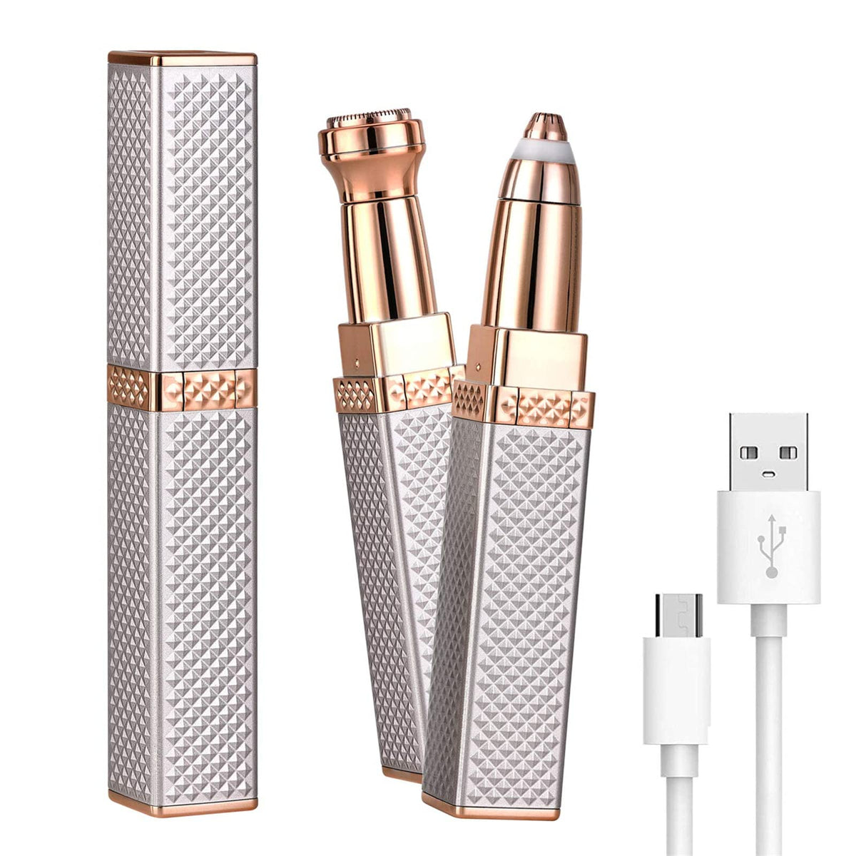Arabest Electric Eyebrow Razor, 2 in 1 Eyebrow Trimmer Painless Hair Remover with LED Light, USB Rechargeable Hair Removal Epilator, Waterproof Razor for Eyebrow Nose Lips Facial Body Cheeks