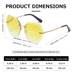 AEVOGUE Sunglasses For Women Oversized Rimless Diamond Cutting Lens Sun Glasses AE0534