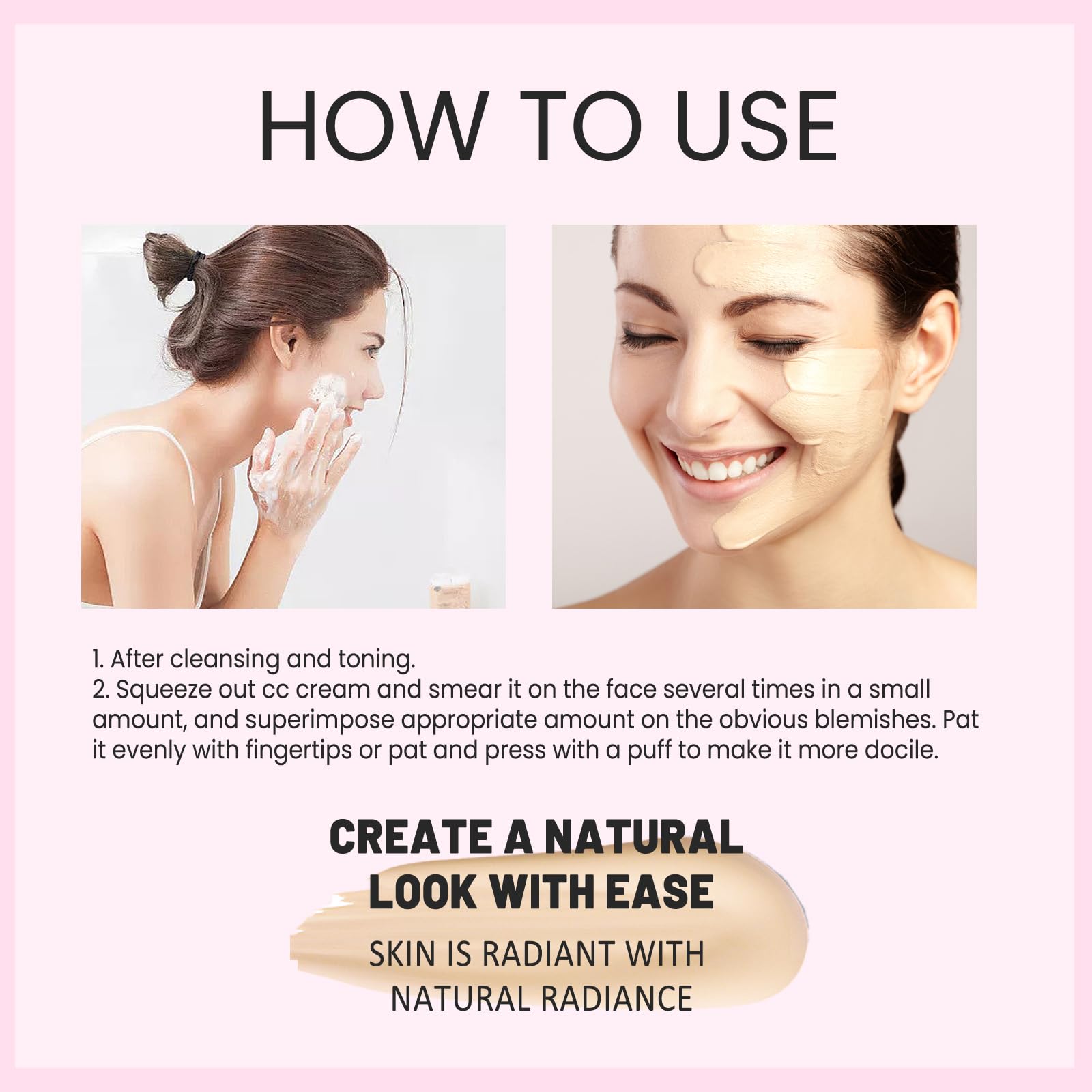 CC Cream, Foundation Primer Cream, Light Multi Purpose Facial Concealer, Repairs and Brightens Skin, Color Correcting CC Cream