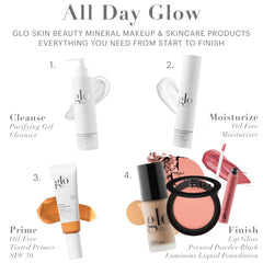 Glo Skin Beauty Luminous Liquid Mineral Foundation Makeup with SPF 18 (Tahini) - Improves Uneven Skin Tone, Smooths & Corrects Imperfections, Sheer to Medium Coverage, Dewy Finish