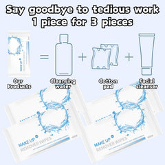 50Pcs Make Up Wipes, Disposable Hyaluronic acidEssence Makeup Remover Wet Wipes, 100% Plant-Based, Bio-Degradable, Gentle on Dry Skin, Leaves Face Fresh & Clean