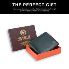 HAMMONDS FLYCATCHER Genuine Leather Wallet for Men, RFID Protected Leather Purse for Men, Money Purse for Men, Bi-Fold Wallet, 4 Card Slots, Coin Pocket, Hidden Pockets - Sea Green