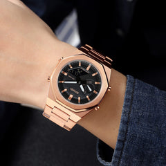 SKMEI Men Watch Dual-Display Electronic Watch with Luminous 50m Waterproof Watch Fashion multifunctional Sports Watch for Men- 1816 - Rose Gold Black