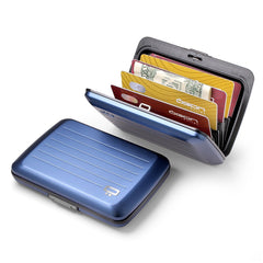 Aluminium Smart Case V2 Wallet - Metal Clasp - RFID Blocking Card Holder - Holds up to 10 Cards and Banknotes - Aluminum Navy Blue