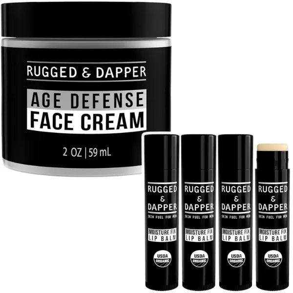 RUGGED & DAPPER Men's Face Cream and Organic Lip Balm Hydration Bundle