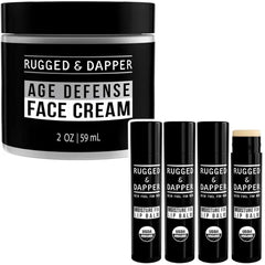 RUGGED & DAPPER Men's Face Cream and Organic Lip Balm Hydration Bundle