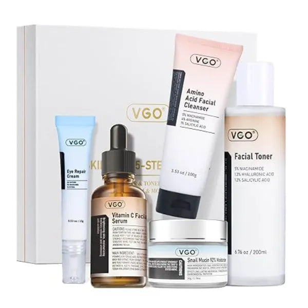 VGO Skin Care Set, Anti Aging Moisturizing Repairing Soothing Snail Mucin Facial Skin Care Routine Kit for Dry Sensitive Dull Skin, 13.58 Fl Oz