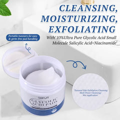 Glycolic Acid Resurfacing Pads 60 Count, 10% Ultra Pure Glycolic +2% Salicylic, Exfoliating Peel Pads for Face With Deep Cleaning, Exfoliating Effect for Women