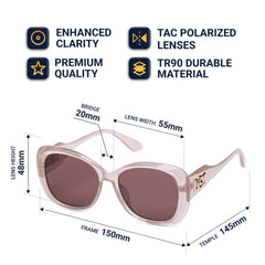 Flaneur Stylish Polarized Sunglasses for Women & Men Square-Frame - UV Protection, Lightweight, Scratch-Resistant, Trendy Eyewear & Accessories for Ladies UV400