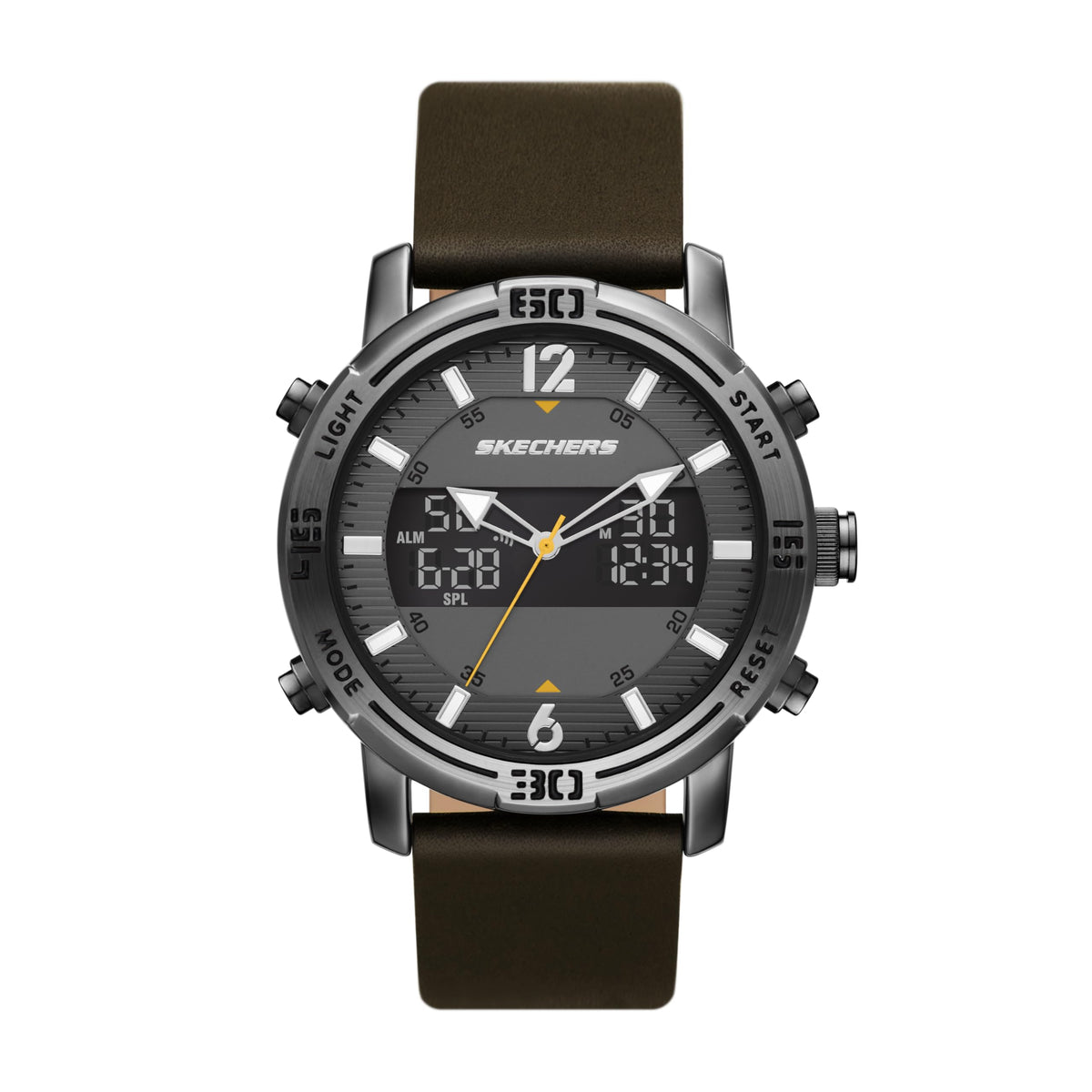 Skechers Men's Quartz Lightweight Analog Digital Watch - Redlands Gunmetal/Brown
