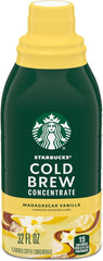 Starbucks Cold Brew Coffee Concentrate, Naturally Flavored Madagascar Vanilla, 100% Arabica, Multi-Serve Bottle (32 Fl Oz)