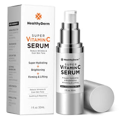HealthyDerm Super Vitamin C Serum for Women Over 70: Niacinamide, Vitamin C, Hyaluronic Acid, Peptides, Vitamin E, Caffeine, Bakuchiol, Hydrating, Lifting, Face Wrinkle & Age Spots Reduction, 1 Ounce