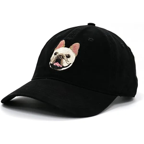 Grispaw French Bulldog Baseball Cap, Embroidered Dad Hat - Black