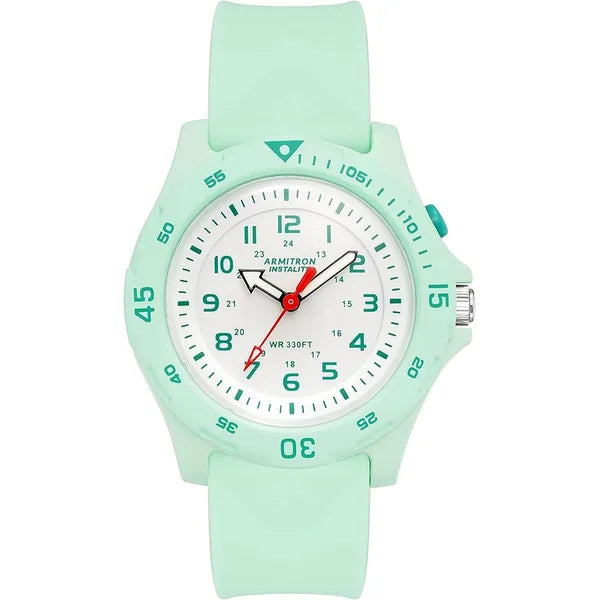 Armitron Sport Women's Easy to Read Silicone Strap Watch, 25/6452, Mint Green