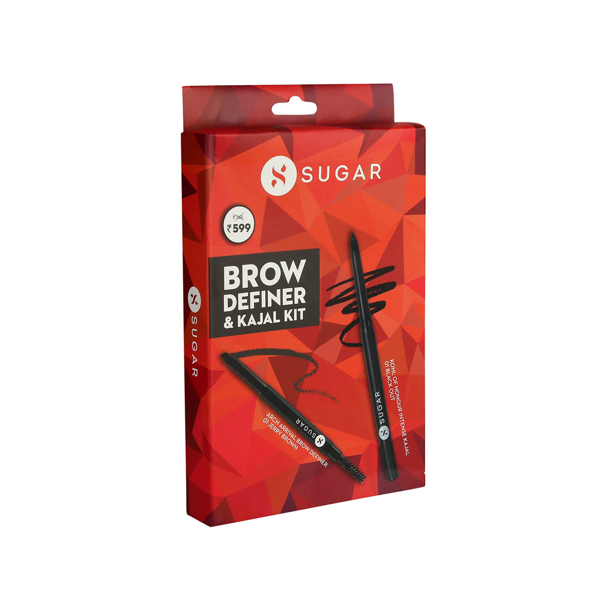 SUGAR Cosmetics Kajal & Brow Definer Kit | Kohl Of Honour Intense Kajal - 01 Black Out |Smudge Proof, Water Proof Kajal, Arch Arrival - Brow Definer - 01 Jerry Brown