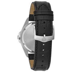 Bulova Men's Quartz Stainless Steel and Black Leather Dress Watch (Model: 96B257), One Size - Black