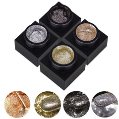 LBOYLOVE 4 Colors Glitter Nail Gel Polish Set, Metal Drawing Nail Art Gel, Sparkling Soak Off Nail Gel, Glitter Platinum Nail Polish for Home Salone Nail DIY