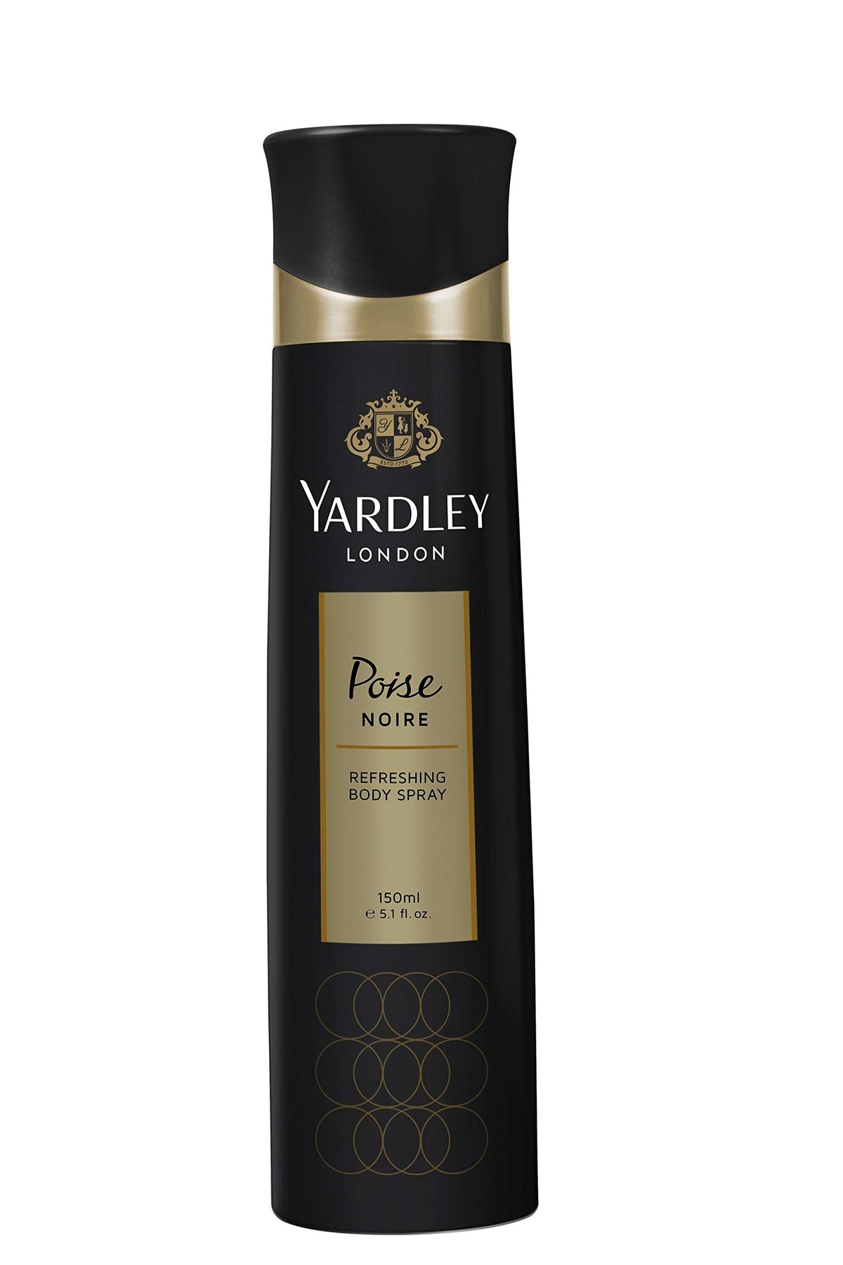 YARDLEY Poise Noire Body spray for elegant woman, Mandarin, waterlily and jasmine fragrance, 150 ml