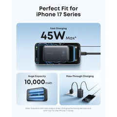 Anker Nano Power Bank 10,000mAh 45W – Built-In Retractable USB-C Cable (A1638011)