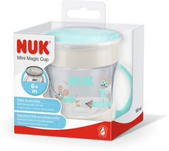 NUK Mini Magic Cup Sippy Cup | 360° Anti-Spill Rim | 6+ Months | Easy Grip Handles | BPA-Free | 160 ml | Blue Mouse, 10255607