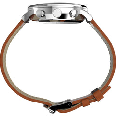 Timex mens Chronograph Watch Waterbury with Leather Strap - Brown/Blue/Stainless Steel