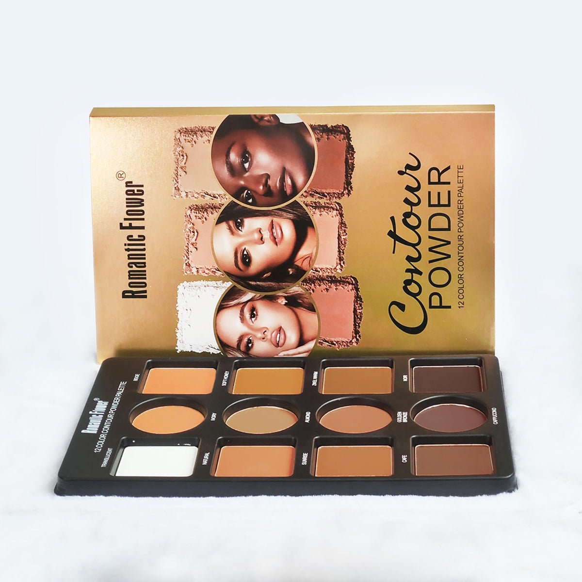 Castove Cream Contour Kit, Pro Contour Palette with Makeup Brush, 12 Color Contour Makeup Set, Waterproof and Long-lasting, Cosmetics Gift Idea for Dark Skin (64g)