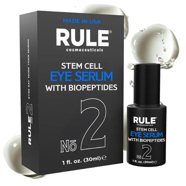 RULE COSMECEUTICALS RULE No.2 Stem Cell Serum for Dark Circles and Puffiness, Advanced Anti Aging Argan Serum Eye Bags Treatment for Men, Firm Lift & Reduce Wrinkles with BioPeptides Vitamin E Eye Gel Cream - 30ml