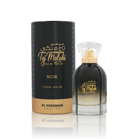 Al Haramain Taj Malaki Noir Eau de Parfum 100ml – Long Lasting Arabic Fragrances Luxury Woody Citrus Unisex Perfume with Bergamot, Neroli, Rose, Leather & Amber Notes