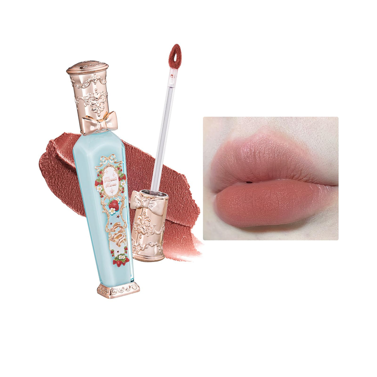 Flower Nose Strawberry Rococo Series Cream Lipstick, Easy-to-Wear Natural Lipstick for Women (03 Cafe Mocha)