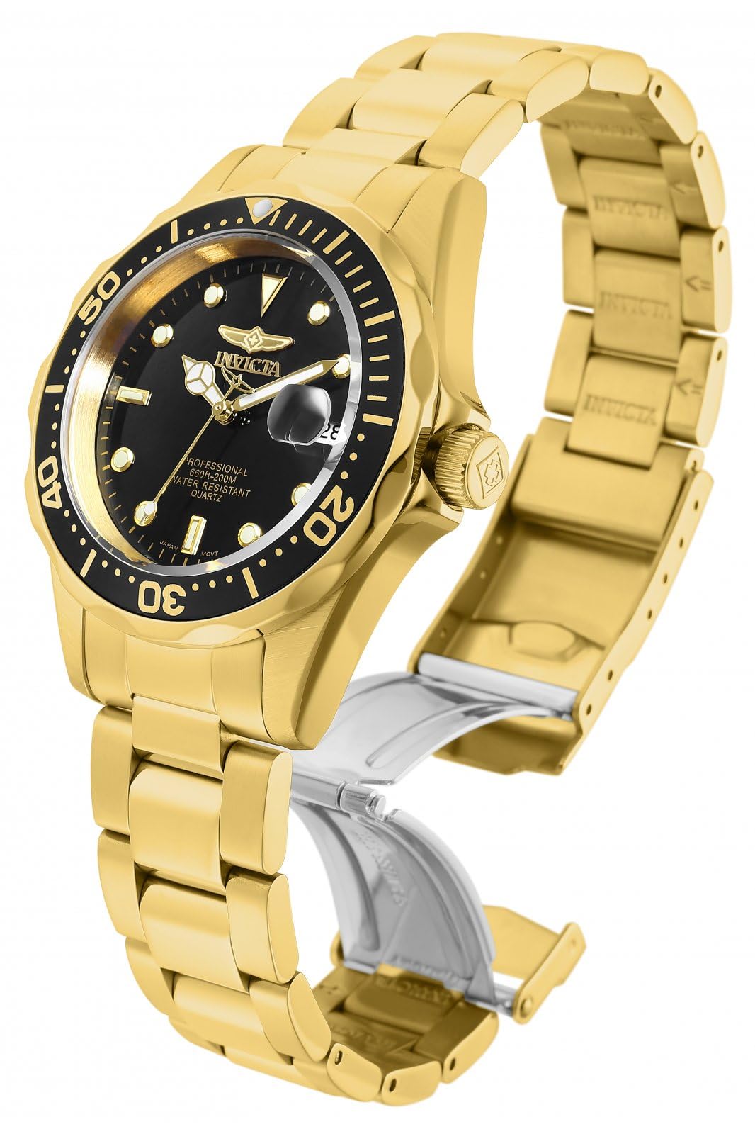 Invicta Pro Diver Stainless Steel Quartz Watch, 37mm - Gold / Black