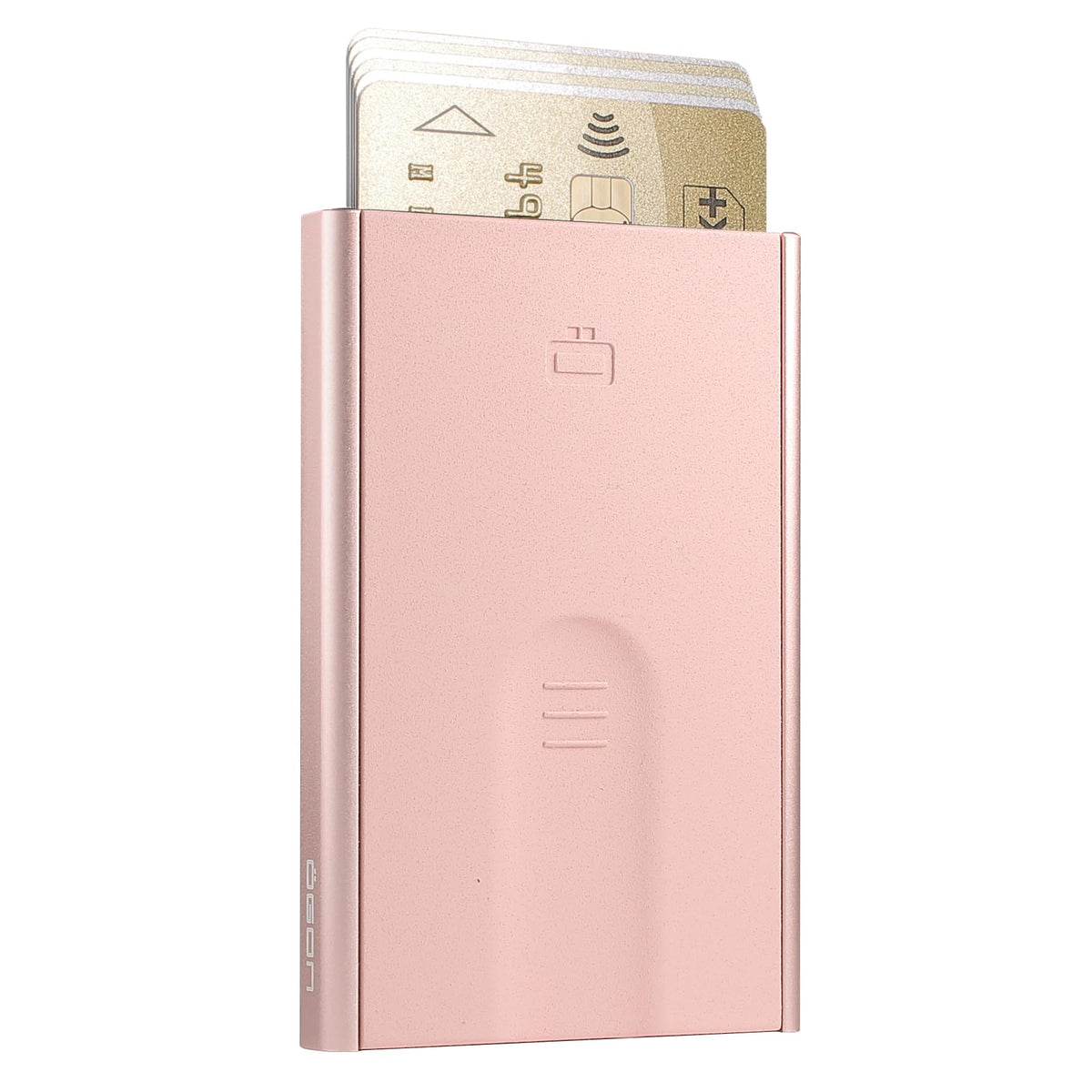 OGON Aluminum automatic card holder Slider - RFID Blocking – The original minimalist slim wallet for men and women - Up to 6 cards - Matt Paint Blush Pink