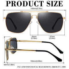 KANASTAL Polarized Sunglasses for Men Women, Large Memory Metal Frame Lightweight Sun Glasses 100% UV400 Protection Shades for Driving