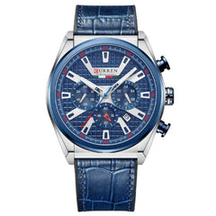 CURREN 8392 Men Quartz Watch Fashion Luxury Business Wristwatch Casual Sport Waterproof Clock Curren Watches Men - BLUE SILVER