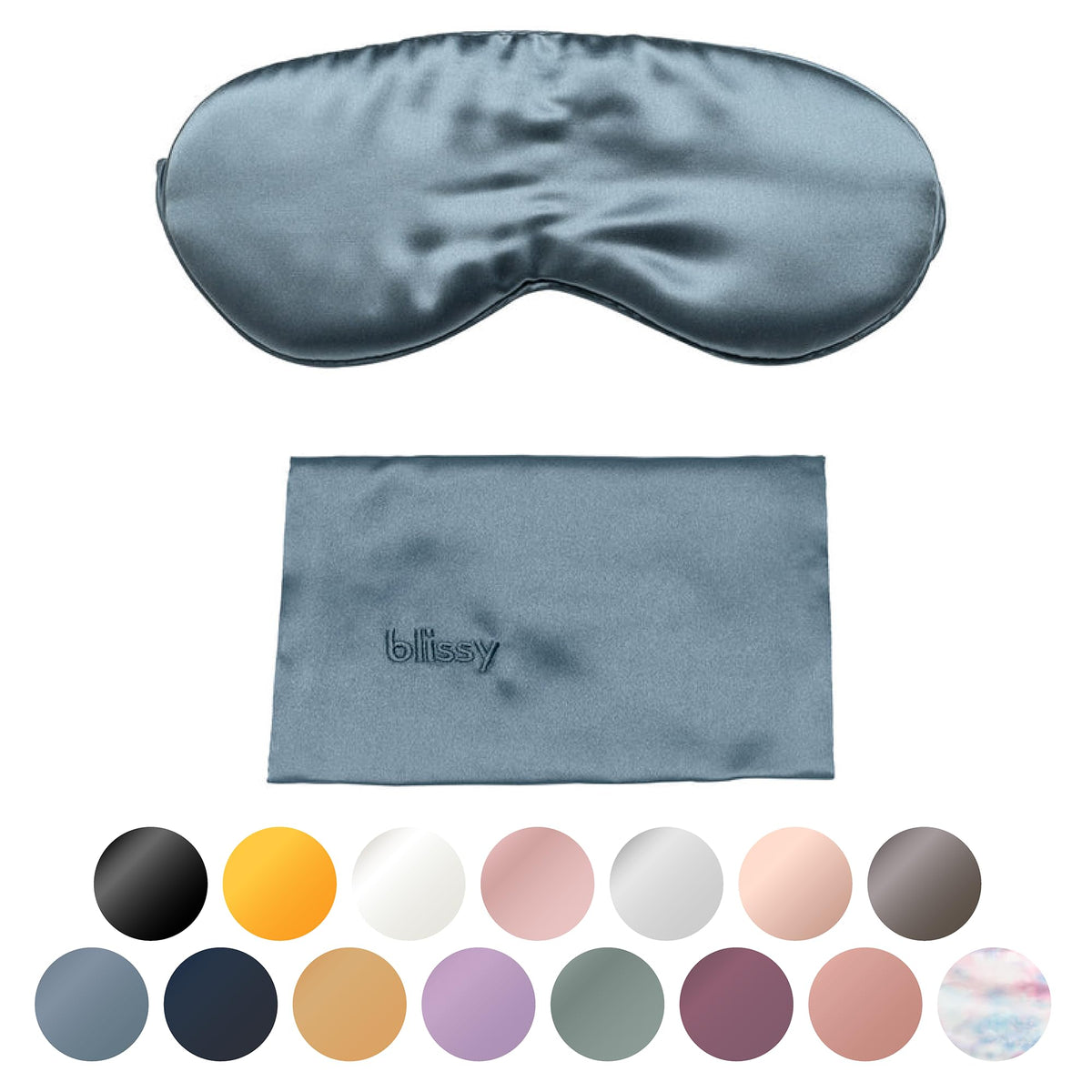 Plessy Silk Sleep Mask - Silk Eye Sleep Mask for Women and Men for Total Blackout - 100% Pure Mulberry Silk, 22 Momme 6a Fibers - Foldable Silk Eye Cover Sleep Mask for Side Sleepers (Light Blue)