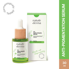 Nature Derma 2% Alpha Arbutin Serum with Natural Biome-Boost™| Reduces Dark Spots, Pigmentation| Brighter & Strengthened Skin | 30ml | Dermatologically Tested