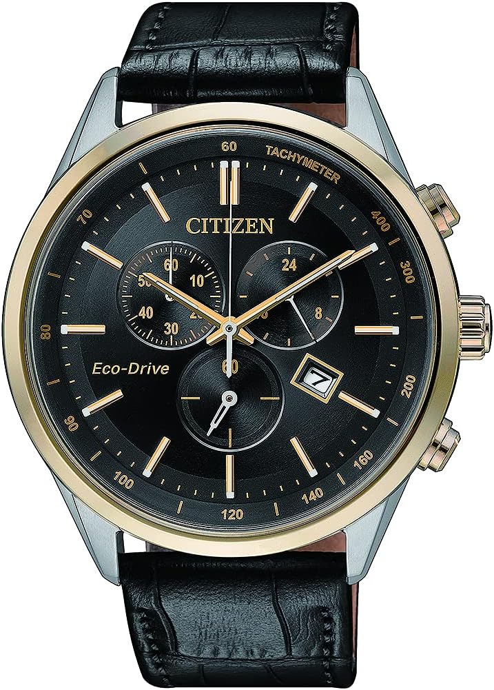CITIZEN Mens Solar Powered Watch, Analog Display and Leather Strap AT2144-11E