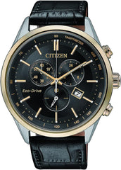 CITIZEN Mens Solar Powered Watch, Analog Display and Leather Strap AT2144-11E