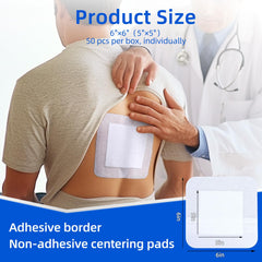 Niceful Island Dressing 6"x6" Bandages, 50Pcs Individually Wrapped