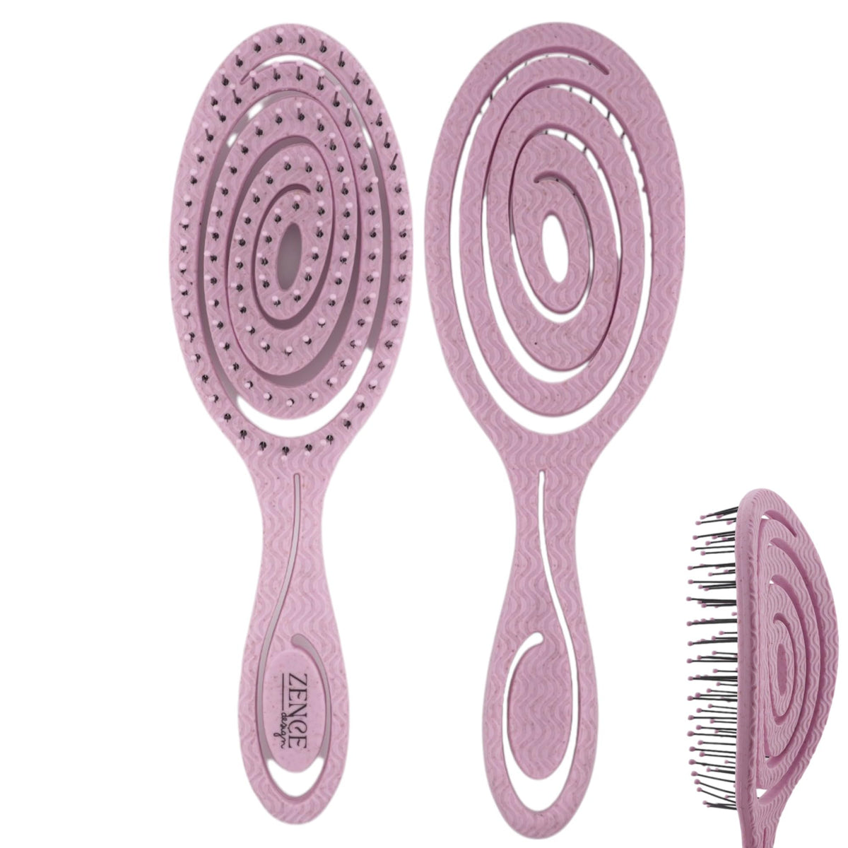 Eco-Friendly Detangling Hair Brush for Women, Children, Men - Gentle on Hair and Scalp - Ideal for Straight, Curly & Wet Hair (Pink)