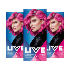 Schwarzkopf Life Ultra Bright or Pink Pastel Hair Dye, 3 Pack, Semi-Permanent Color Lasts Up to 15 Washes - 093 Shocking Pink