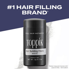 Toppik Hair Building Fibers with Premium Keratin Fibers Conceals Hair Thinning and Hair Loss for Fuller Looking Hair that Gives Completely Natural Look For Men and Women White, 27.5 Grams