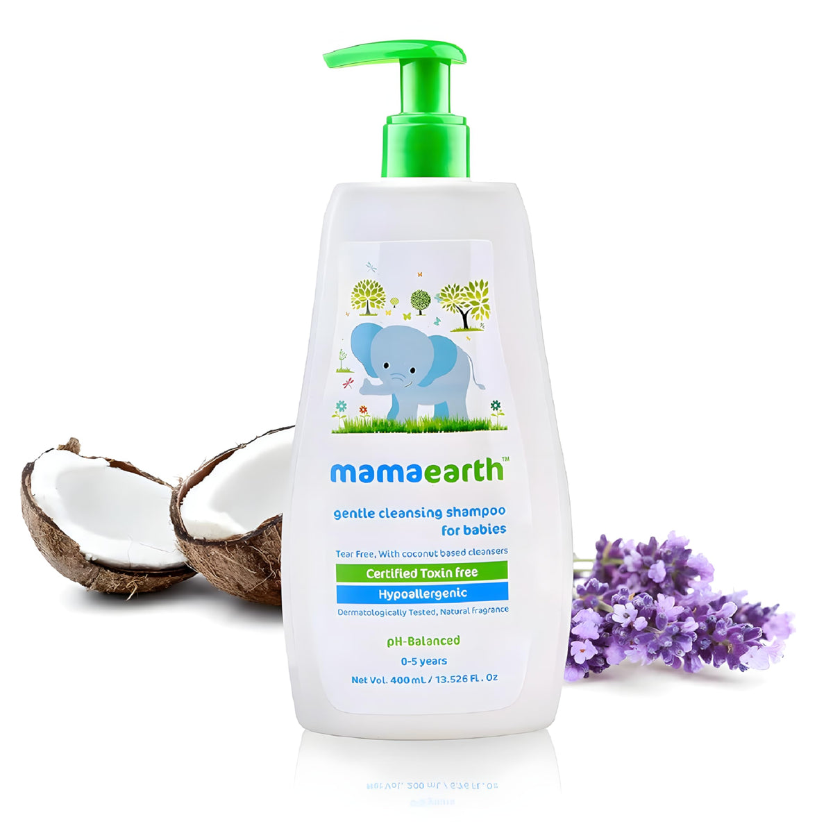 Mamaearth Gentle Cleansing Baby Shampoo for Infants & Kids | With Natural Coconut-Based Cleansers | Tear-Free, pH-Balanced, Dermatologically Tested, Toxin-Free, Hypoallergenic | 400 ml